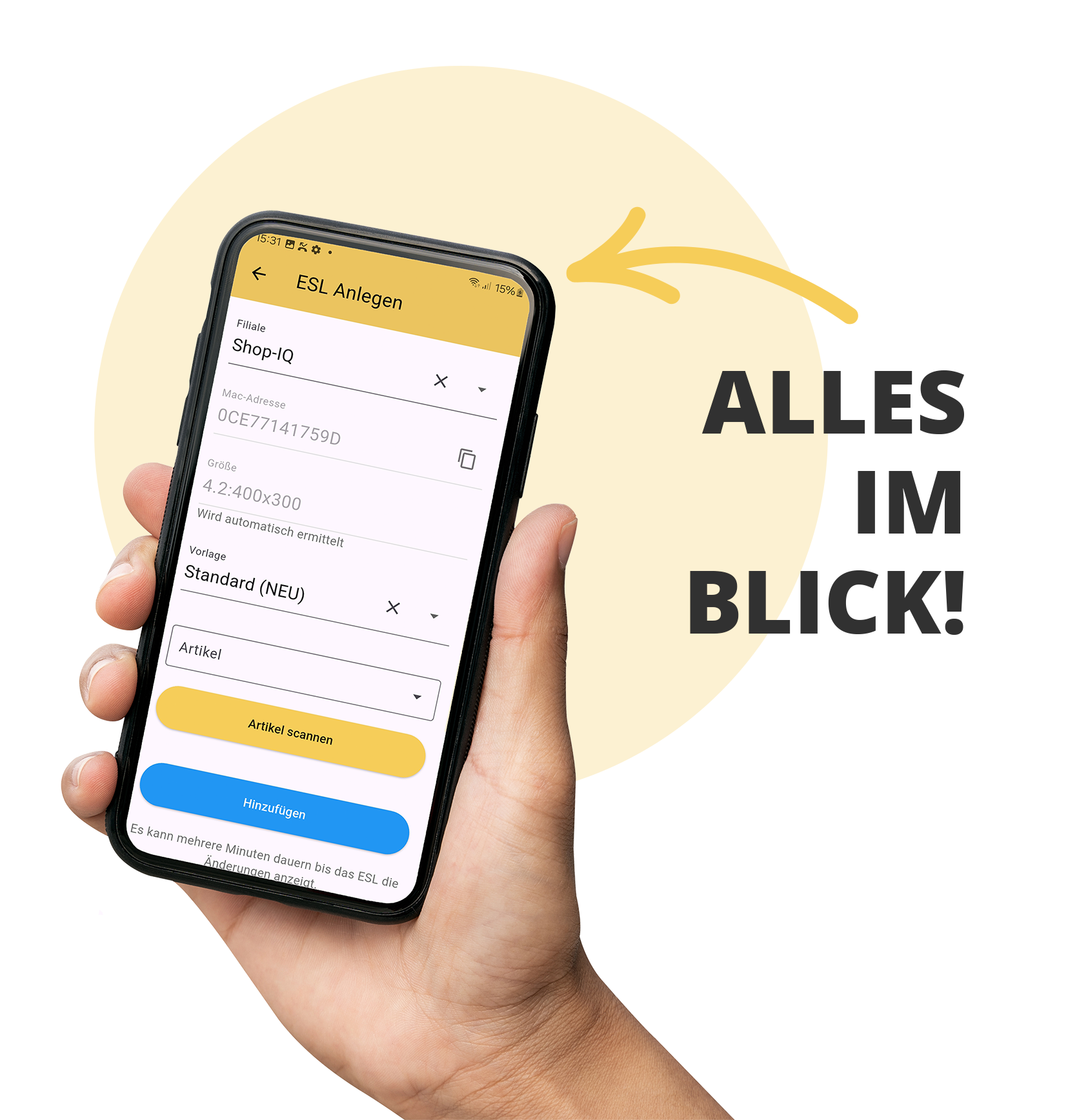 Digitale Preisschilder direkt von dem Handy aus steuern und bespielen.