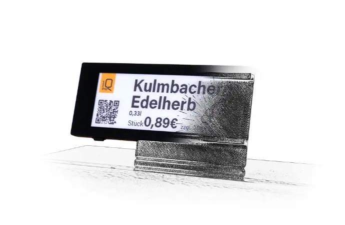 Preiskartenhalter für digitiale Preisschilder.