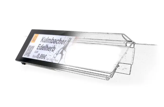 Universalschiene für glatte Oberflächen für digitale Preisschilder.