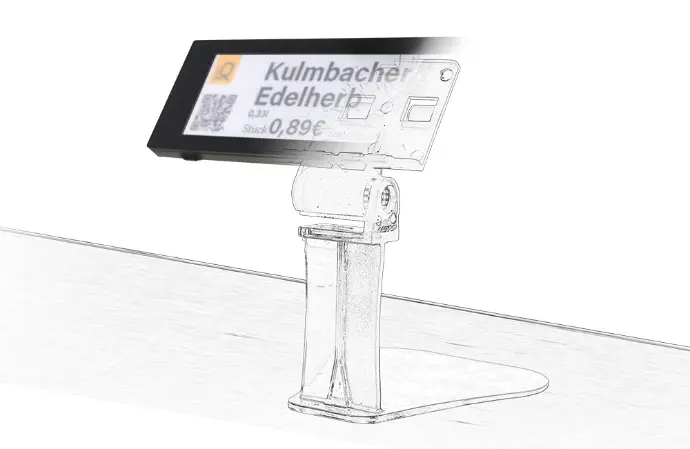 Standfuß für flexible Nutzung für digitale Preisschilder.