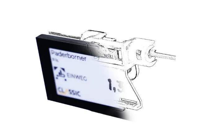 Preiskartenhalter für digitale Preisschilder.